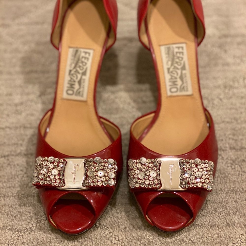 Salvatore Ferragamo Belinda Kitten Heel Pump Bling